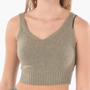 Low Classic Women's Beige Wool Cashmere Chic Boho Cropped Tank Top